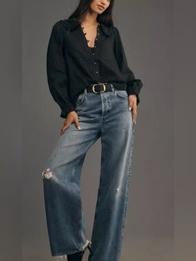 Pilcro Keira Collared Button-Front Top Size M